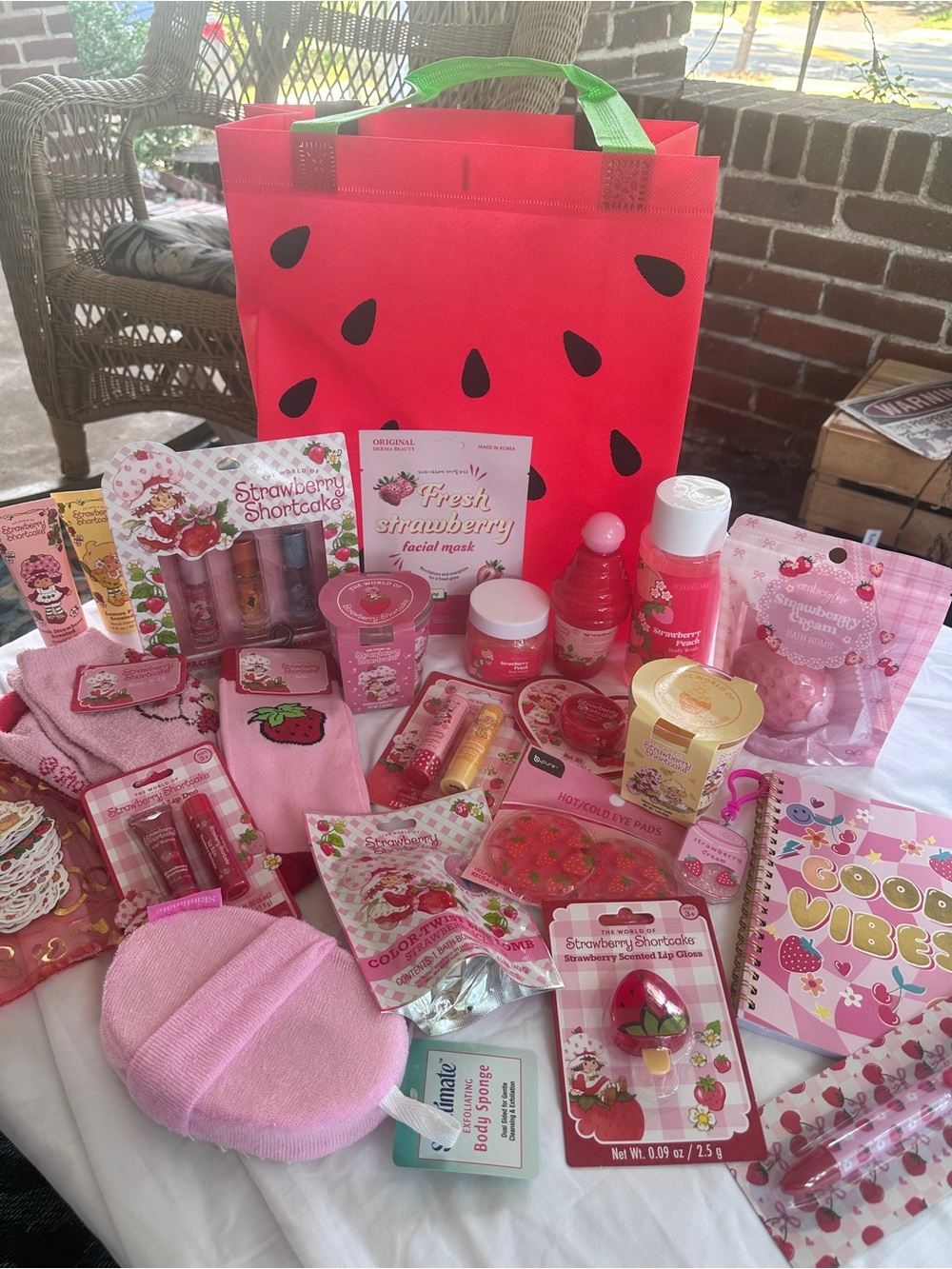 MEGA Strawberry Shortcake Gift Set Bundle - lotion, lip balms, bath bombs, socks